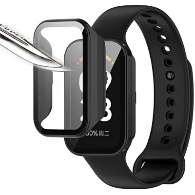 Immagine di Msiall [2 pezzi nero con Pellicola Protezione Schermo Vetro Temperato per redmi smart band 2, 9H Durezza PC Case,Bumper,Sottile Case Protettiva Completa 2