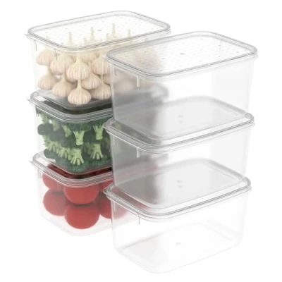 Immagine di Cetomo Confezione da 2,2 L* 6 Contenitori per Alimenti Conserva Freschi, Sicuro in Congelatore e Lavastoviglie Scatole Bento Portapranzo Impilabili