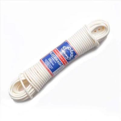 Immagine di EVERLASTO Clothes Line KLEENWASH Linea Abbigliamento PVC 20M, Polipropilene, Bianco, 4.8 mm, 20 unità