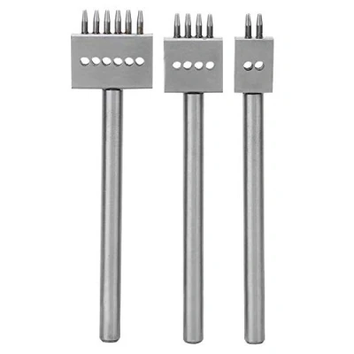Immagine di MAGT Scalpelli per Cuoio E Pelle Perforatore Cuoio, 3Pz Scalpello Punte Argento Acciaio Utensili 2/4/6 Poli Fori in Fatto a Mano Fai da Te(5MM)