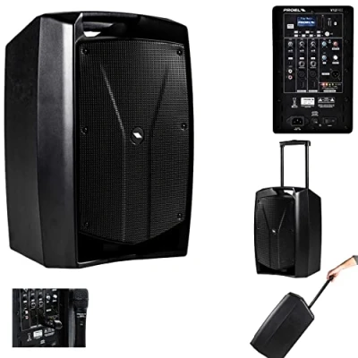 Immagine di PROEL V12FREE Sistema audio completo alimentato a batteria, Cassa Attiva Monitor Diffusore bi amplificato 2 vie da 400W di Picco, Nero (V12FREE)