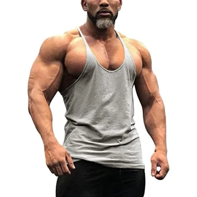Immagine di GYMAPE Uomo Canotta da Palestra Allenamento di Bodybuilding Elastico Cotone Bianca XL