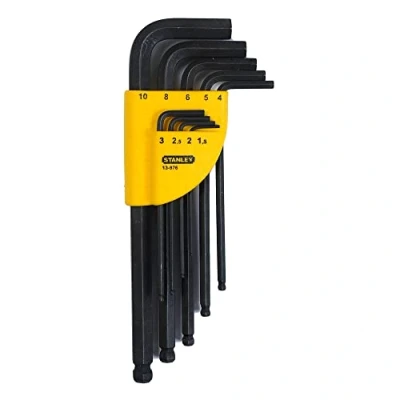 Immagine di STANLEY 1 13 976 Chiavi Esagonali Piegate, Sferiche, Set di 9 pz