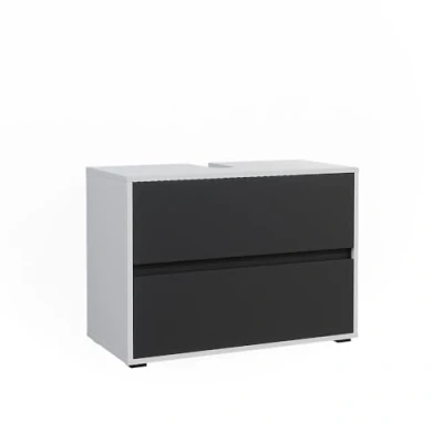 Immagine di Vicco mobile sottolavabo per bagno Maltin, Bianco/antracite/Bianco, 80.2 x 58.2 cm con due ampi cassetti