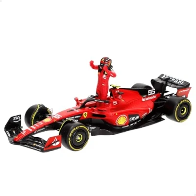 Immagine di Ferrari SF 23 Carlos Sainz Nr 55 Stagione 2023 Formula 1 F1 scala 1/24 23cm Modello Auto con figura del pilota DieCast Bburago 18 26809