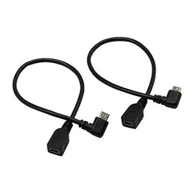 Immagine di CERRXIAN Mini USB Femelle vers Micro Flexion gauche et droite (9 pouces) pour la transmission le chargement de données (1 paire)