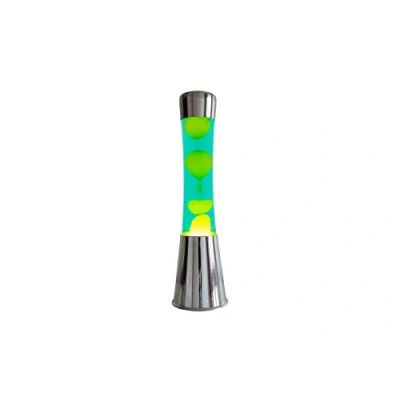 Immagine di Fisura Lampada lava verde e gialla. Base argento cromato, liquido ad effetto rilassante. Con lampadina di ricambio. 11 cm x 39,5 cm.