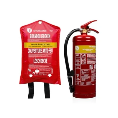 Immagine di Set: estintore in schiuma estintore, 3 litri, classe antincendio AB + coperta estintore.