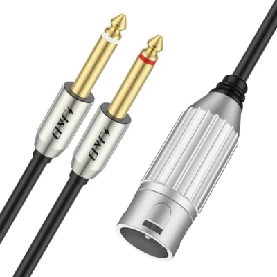 Immagine di J&amp;D Dual da 1/4&quot; a XLR, XLR Maschio Doppio 6,35 mm TS Cavi per Microfono Mono Plug, Placcati in Oro Connettore Convertitori Audio Stereo e Cavo Splitter Y, 2 Metro