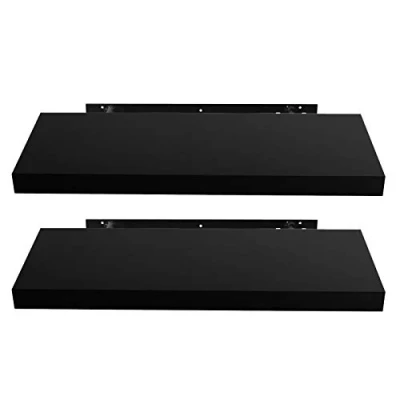Immagine di EUGAD Mensola a Muro Set da 2, 100cm, Mensole Librerie Parete Scaffale MDF Stile Rétro Ripiano Portaoggetti, Nero, 0040QJ 2