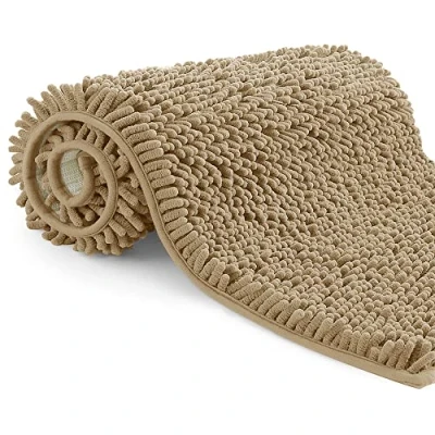 Immagine di Tappeto Bagno in Microfibra, Pelo Lungo 50x80 cm, Tappetini per WC, Morbido, Antiscivolo,Khaki