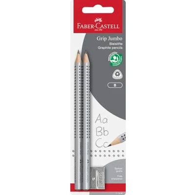Immagine di FABER CASTELL 111998 set di matite Grip, 2 Jumbo B e 1 temperino, per la scrittura scolastica