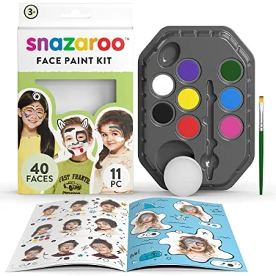 Immagine di Snazaroo 1180136 Set per il trucco con 8 colori a base d&#039;acqua viso e corpo spugna, pennello istruzioni Arcobaleno