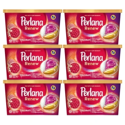 Immagine di Perlana Renew Colorati Detersivo in Capsule per Lavatrice Formula All 1 Caps Ravviva i Colori Neutralizza Cattivi Odori 6 Confezioni da 18
