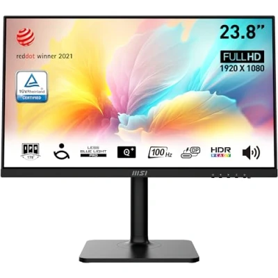 Immagine di MSI Modern MD2412P monitor da 23.8&quot; Pannello IPS 1920 x 1080, 100 Hz, Schermo eye friendly, HDR Ready, Altoparlanti Integrati, Supporto Regolabile a 4 Vie HDMI 1.4b, USB Tipo C