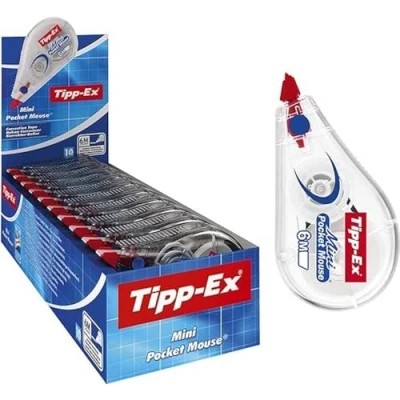 Immagine di Tipp Ex Mini Pocket Mouse, Correttore A Nastro, Fornitura Cancelleria Scuola E Ufficio, Confezione Da 10 Unità, Bianco, 6 M X 5 mm