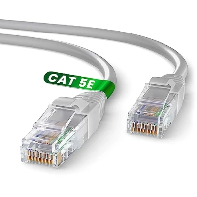 Immagine di Mr. Tronic Cavo Ethernet Cat 5E da 15m, di Rete LAN ad Alta Velocità con Connettori RJ45 Per una Connessione Internet Veloce 1 Gbps Patch AWG24 UTP CCA (15 Metri, Grigio)