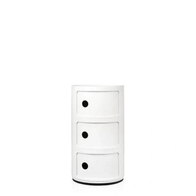 Immagine di Kartell Componibili Contenitore 3 Elementi, ABS, Base Tonda, Bianco, 32 x 58.5 cm