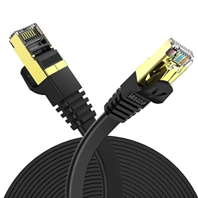 Immagine di Veetop Cavo Ethernet LAN di Rete Cat 7 Cavi Internet RJ45 Piatto, Velocità 10 Gigabits/s (3m, Nero)