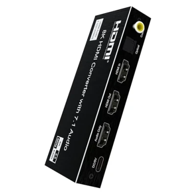 Immagine di PremiumCord Estrattore Audio HDMI HDR10, Uscite Jack Stereo, SPDIF, RCA, HDMI, UHD 8K 4320p 60Hz, 4K 2160p 120Hz, Full HD 1080p, 40Gbps, Vrr, Dts, Dolby Atmos, Custodia In Metallo, Colore Nero