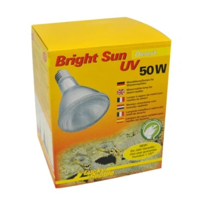 Immagine di Lucky Reptile Bright UV Desert Lampada a vapori Metallici 50 W per portalampada E27 da terrario con Spettro di Luce Diurna Termica Raggi UVA e UVB Rettili Deserto