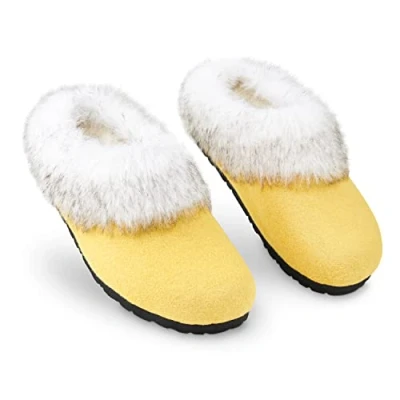 Immagine di DUNLOP Pantofole Donna, Ciabatte Pelose Donna Invernali da Casa Antiscivolo con Suola in Gomma (40 EU, Senape, numeric_40)