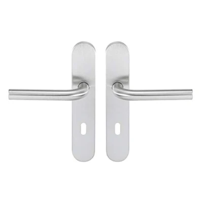 Immagine di Bricard 666457 Set di maniglie in acciaio inox su piastra Tempo Pop camera, porta interna con chiave