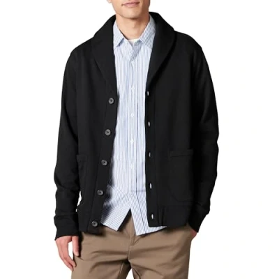 Immagine di Amazon Essentials Cardigan a Maniche Lunghe in Felpa con Collo Sciallato Uomo, Nero, M