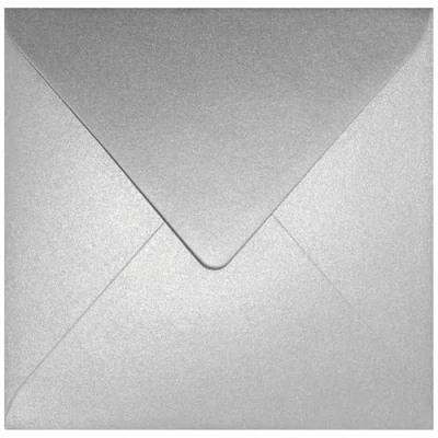 Immagine di Netuno 25 buste lettere quadrate argento perlato 153x 153 mm 120g Aster Metallic Silver lettera perlescenti inviti partecipazioni matrimonio Natale Pasqua compleanno