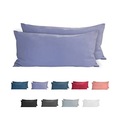 Immagine di Komfortec Set di 2 federe per cuscino in 100% cotone, 40 x 80 cm, super morbide, 150 g/m², colore: viola