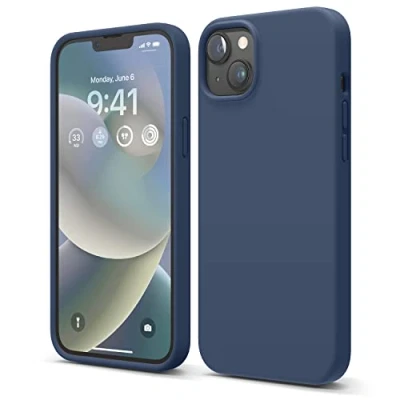 Immagine di elago custodia in silicone liquido, compatibile con iPhone 14 Plus, completa, protezione schermo e fotocamera, antiurto, sottile, antigraffio, morbida fodera microfibra 15,5 cm (6,7&quot;),