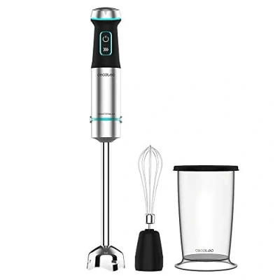 Immagine di Cecotec Frullatore A Immersione Power Titanblack 1200 XL Cream, W, Tecnologia Crossblades con Lame 4 Lame, Piedino XL, Cappa Antispruzzo, Selettore di Velocità, Bicchiere e Lancia da 800 ml