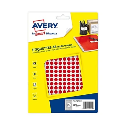 Immagine di Avery Confezione da 2940 etichette multiuso, 8 mm, colore: Rosso