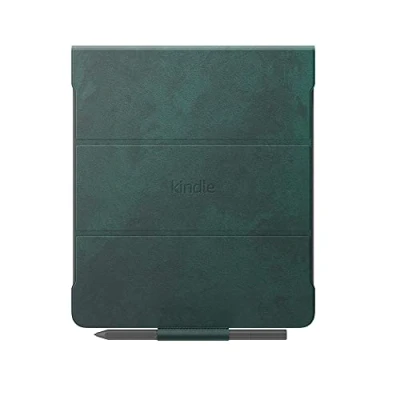 Immagine di Custodia in pelle per Amazon Kindle Scribe di prima qualità, con copertina pieghevole e aggancio magnetico Compatibile solo design leggero sottile Verde