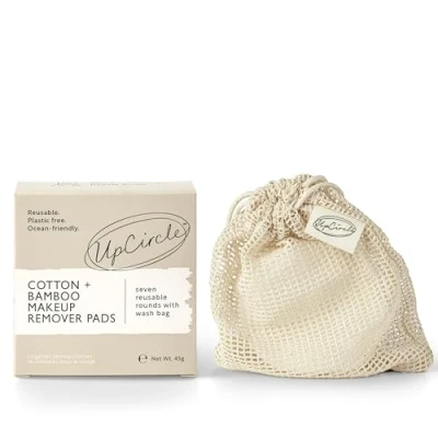 Immagine di UPCIRCLE Cuscinetti in cotone riutilizzabili di lusso, 7 strati canapa per rimuovere mascara impermeabile con sacchetto lavabile la biancheria, ecologici, sostenibili e zero rifiuti, crema