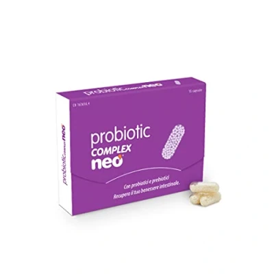 Immagine di Neo Probiotici per il Benessere Intestinale 15 Capsule / 1 al Giorno Migliora le Funzioni Digestive Con Microgranuli a Base di e Prebiotici Complex Probiotico