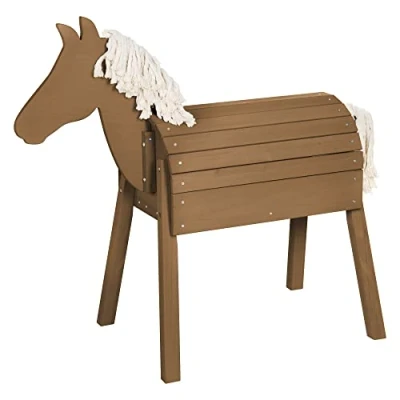 Immagine di roba Cavallo da Gioco per Esterno, Giardino, Terrazzo, Balcone Bambini Robusto e Stabile con Criniera Coda in Legno Massiccio Laccato Marrone