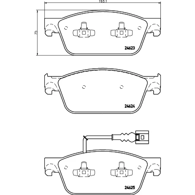 Immagine di HELLA 8DB 355 014 981 Kit pastiglie freno con segnalatore usura integrato VOLKSWAGEN: Multivan 5 (7HM, Transporter Bus, 6 Bus