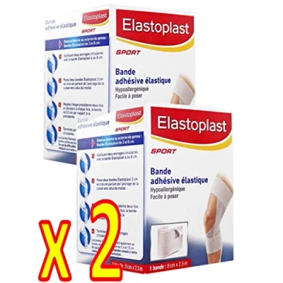 Immagine di Elastoplast SPORT Nastro elastico per contenimenti, morbido, 2 pezzi, 8 cm x 2,5 m (8/2)