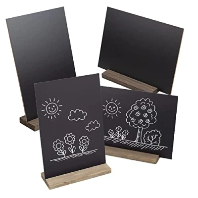 Immagine di 4 Pezzo Lavagnette In Legno Con supporto per feste, Mini lavagne supporto, Supporti lavagna, Segni Lavagna da Tavolo,adatto matrimoni, compleanni, bar