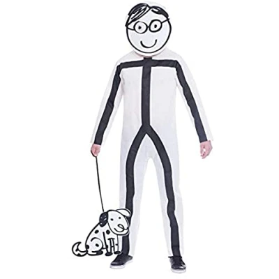 Immagine di amscan Bastone Uomo Stick Man Costume Set, Colore Bianco, Adult Plus Size, 9905097