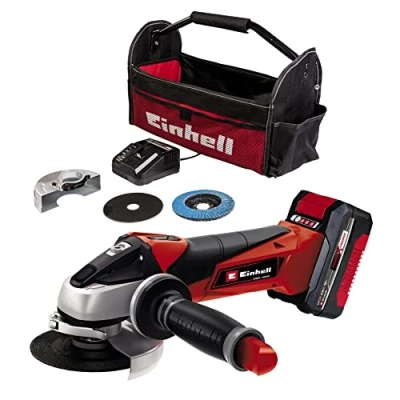 Immagine di Einhell Smerigliatrice angolare a batteria TE AG 18/115 Li Kit Power X Change (18 V, 115 mm diametro disco, 28 profondità taglio, con 4,0 Ah et caricabatteria)