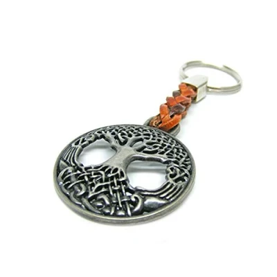 Immagine di Claro Schmuck Ciondolo portachiavi portachiave albero della vita in pelle un gioiello particolare, che dona forza. 7 cm più anello 2,5