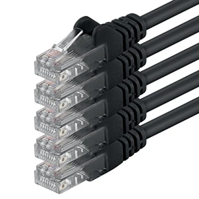 Immagine di 2m nero 5 pezzi Rete Cavi Cat6 CAT 6 250MHz non contiene alogeni compatibile con 5e / CAT6a CAT7 10 100 1000 10000 Mbit s per switch, router, modem, Patchpannel, Access Point, pannelli di permutazione