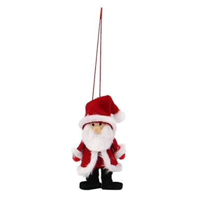Immagine di Dekohelden24 550113 Set di 4 decorazioni natalizie in tessuto, motivo: Babbo Natale, x 8 cm, colore: Rosso/Bianco