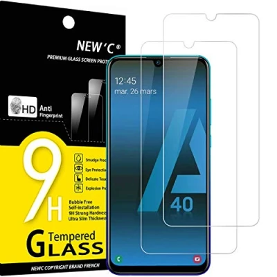 Immagine di NEW&#039;C 2 Pezzi, Vetro Temperato per Samsung Galaxy A40, Pellicola Prottetiva Anti Graffio, Impronte, Senza Bolle, Durezza 9H, 0,33mm Ultra Trasparente, Resistente