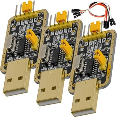 Immagine di AZDelivery 3 x UART TTL USB Adattatore con Convertitore CH340G 3.3V E 5V Cavo Jumper compatibile Arduino incluso un Book!