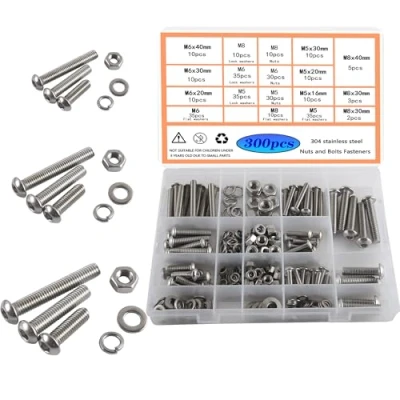 Immagine di HVDHYY M5 M6 M8 Viti Bulloni e Dadi Set Acciaio Inossidabile A2 70 Rondelle Assortimento Di Bottoni Cavi con Scatola Immagazzinaggio 310pcs