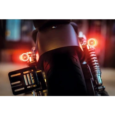 Immagine di Coppia di indicatori direzione universali per moto, 3 in 1, luce del freno, unità Bullet 1000 DF, omologata CE (2 pezzi)