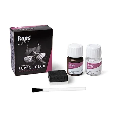Immagine di Kaps Tinta Super Color + Preparatore (25 ml ognuno), Colorante Professionale per Pelle Naturale, Tela, Ecopelle, Nutre e Ripara le Scarpe in (174 Marrone Scuro)